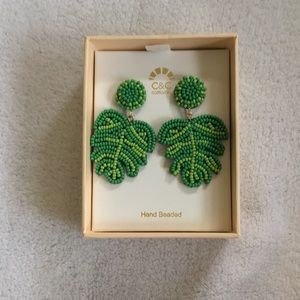C & C California Beaded Leaf Earrings